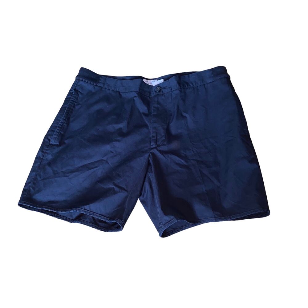 Club Monaco Men’s Navy Blue Flat Front Casual Cotton Chino Shorts Size 34